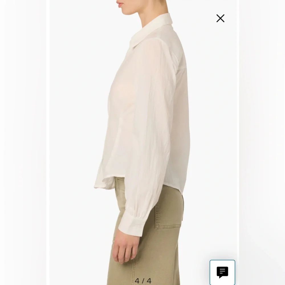 NWT- Joe’s Pleated Long Sleeve Button-Up Shirt, White, XS - Picture 4 of 12